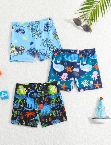 Set short de baie 3 perechi Shein Kids, mix culori