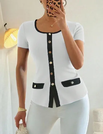 Bluza SHEIN, alb/negru