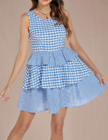 Rochie scurta SHEIN, albastru/alb