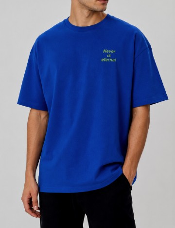Tricou Oversize Pull&Bear, albastru