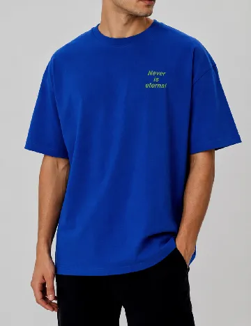 Tricou Oversize Pull&Bear, albastru
