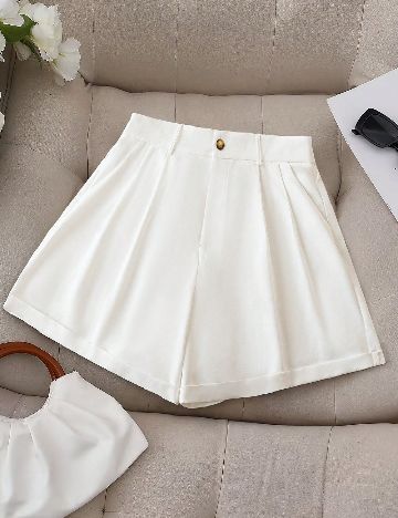 Pantaloni scurti SHEIN CURVE, alb
