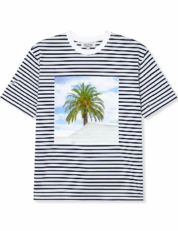 Tricou Pull&Bear, alb/bleumarin