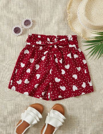 Pantaloni scurti Shein Kids, rosu/alb