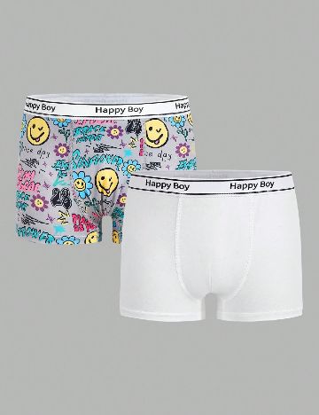 Set Boxeri 2 perechi Shein Kids, mix culori