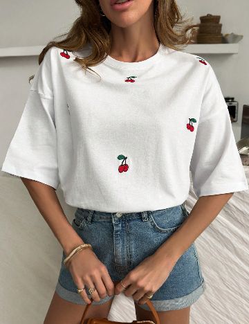 Tricou Oversize SHEIN, alb