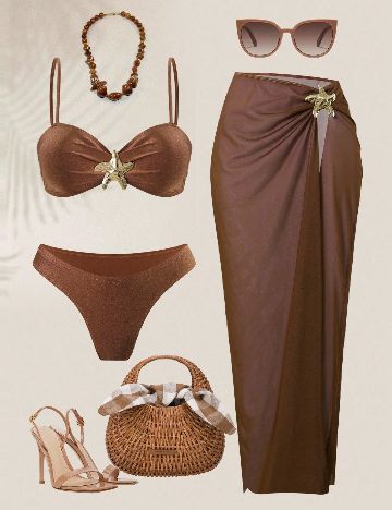 Costum de baie SHEIN, maro