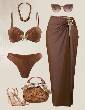 Costum de baie SHEIN, maro
