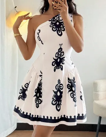 Rochie scurta SHEIN, ecru/negru