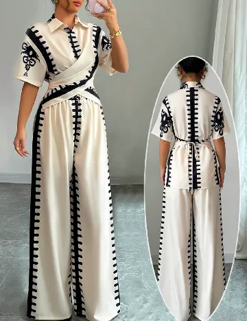 Compleu SHEIN, crem/negru
