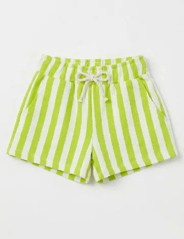 Pantaloni scurti Zara, alb/verde
