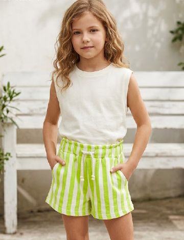 Pantaloni scurti Zara, alb/verde