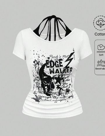 Tricou Romwe, alb