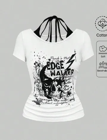 Tricou Romwe, alb