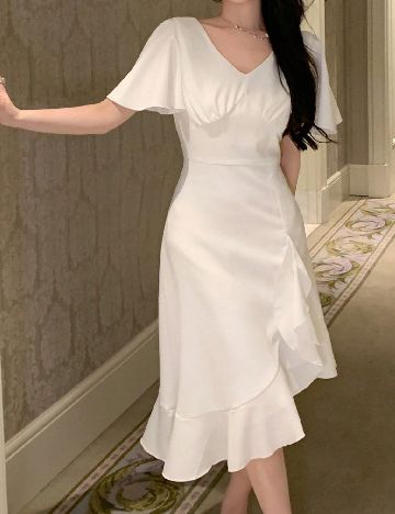 Rochie medie Dazy, alb
