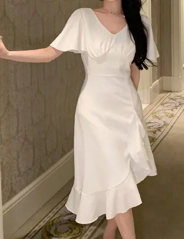 Rochie medie Dazy, alb