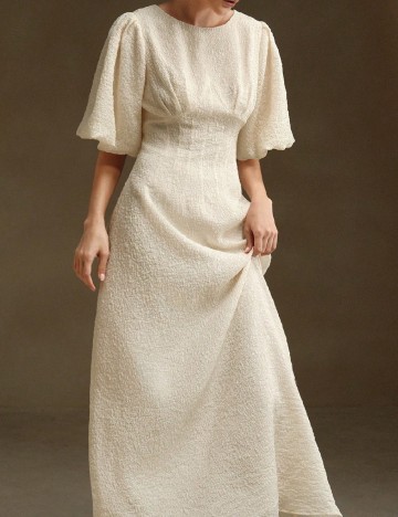 Rochie lunga Anewsta, ecru