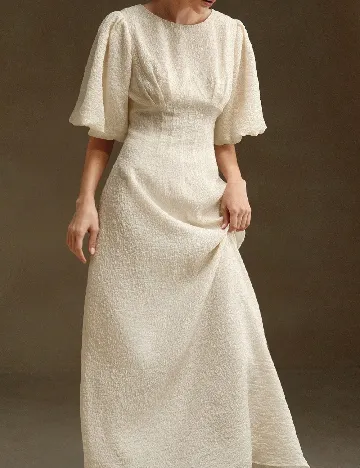 Rochie lunga Anewsta, ecru