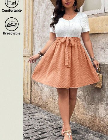 Rochie scurta SHEIN CURVE, portocaliu/alb