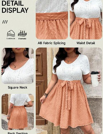 Rochie scurta SHEIN CURVE, portocaliu/alb