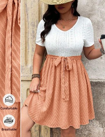 Rochie scurta SHEIN CURVE, portocaliu/alb