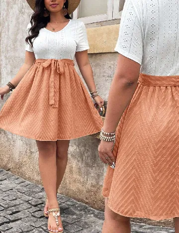 Rochie scurta SHEIN CURVE, portocaliu/alb