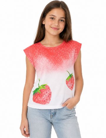 Tricou Zara, alb/rosu