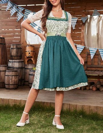 Rochie medie SHEIN, verde/alb