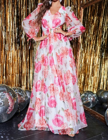 Rochie lunga Giffniseti, floral print