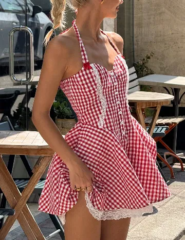 Rochie scurta SHEIN, rosu/alb