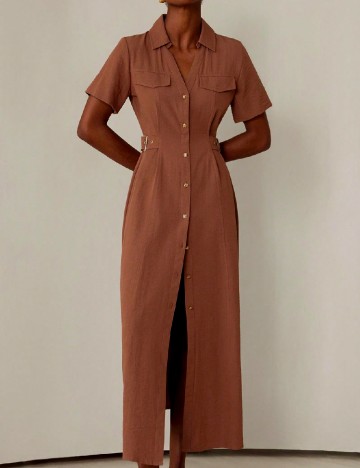 Rochie lunga Aveloria, maro