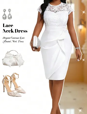 Rochie medie SHEIN CURVE, alb