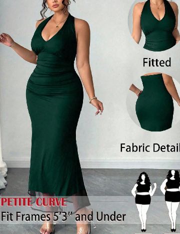 Rochie lunga SHEIN CURVE, verde/negru