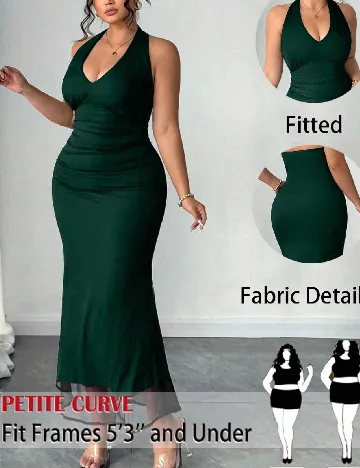 Rochie lunga SHEIN CURVE, verde/negru