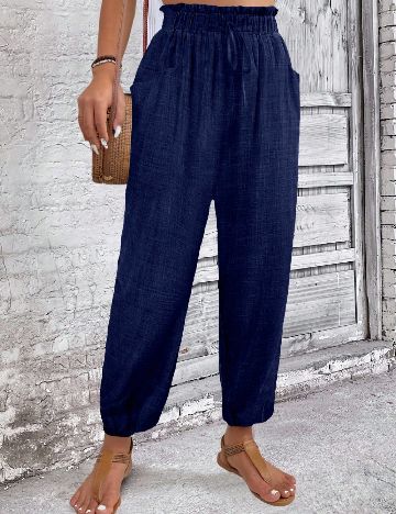 Pantaloni SHEIN CURVE, bleumarin
