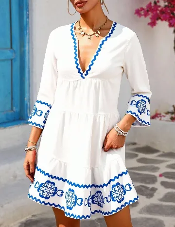 Rochie scurta SHEIN, albastru/alb
