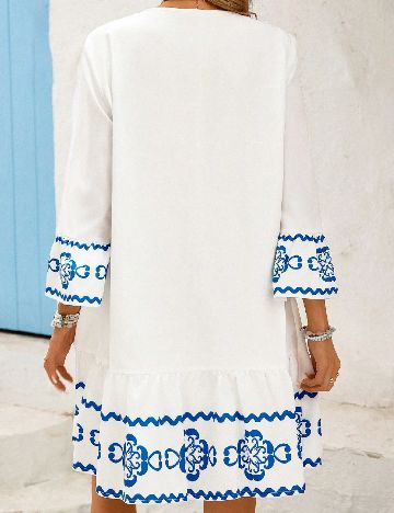 Rochie scurta SHEIN, albastru/alb