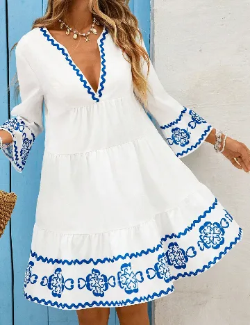 Rochie scurta SHEIN, albastru/alb