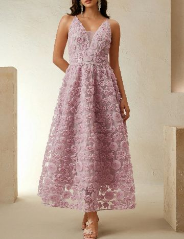 Rochie lunga Anewsta, roz