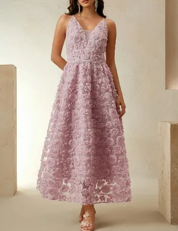 Rochie lunga Anewsta, roz