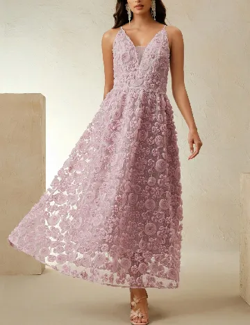 Rochie lunga Anewsta, roz