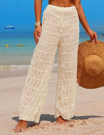 Pantaloni de plaja SHEIN, crem
