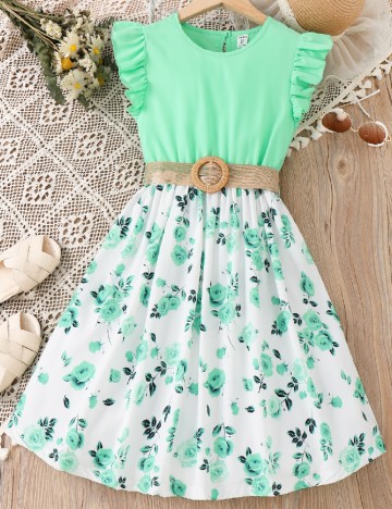 Rochie Shein Kids, verde/alb