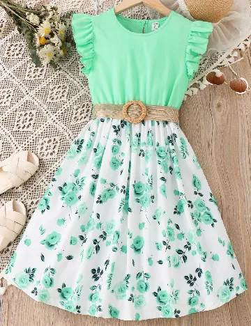 Rochie Shein Kids, verde/alb