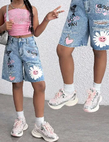 Pantaloni scurti Shein Kids, albastru
