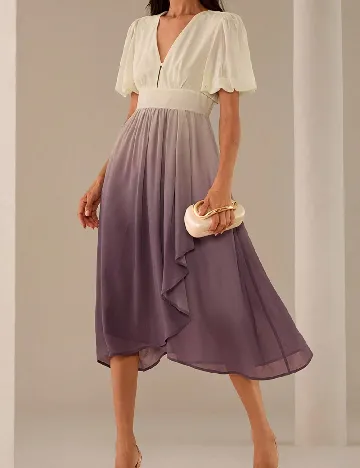 Rochie medie SHEIN, alb/mov