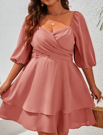 Rochie scurta SHEIN CURVE, roz pudra inchis