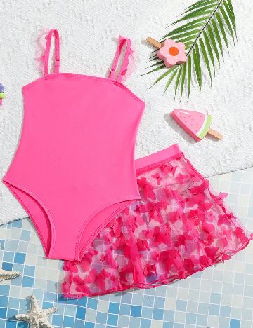 Costum de baie Shein Kids, roz