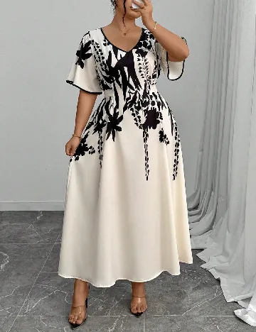 Rochie lunga SHEIN CURVE, crem/negru