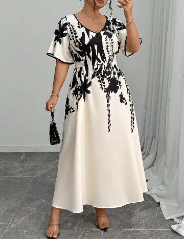Rochie lunga SHEIN CURVE, crem/negru